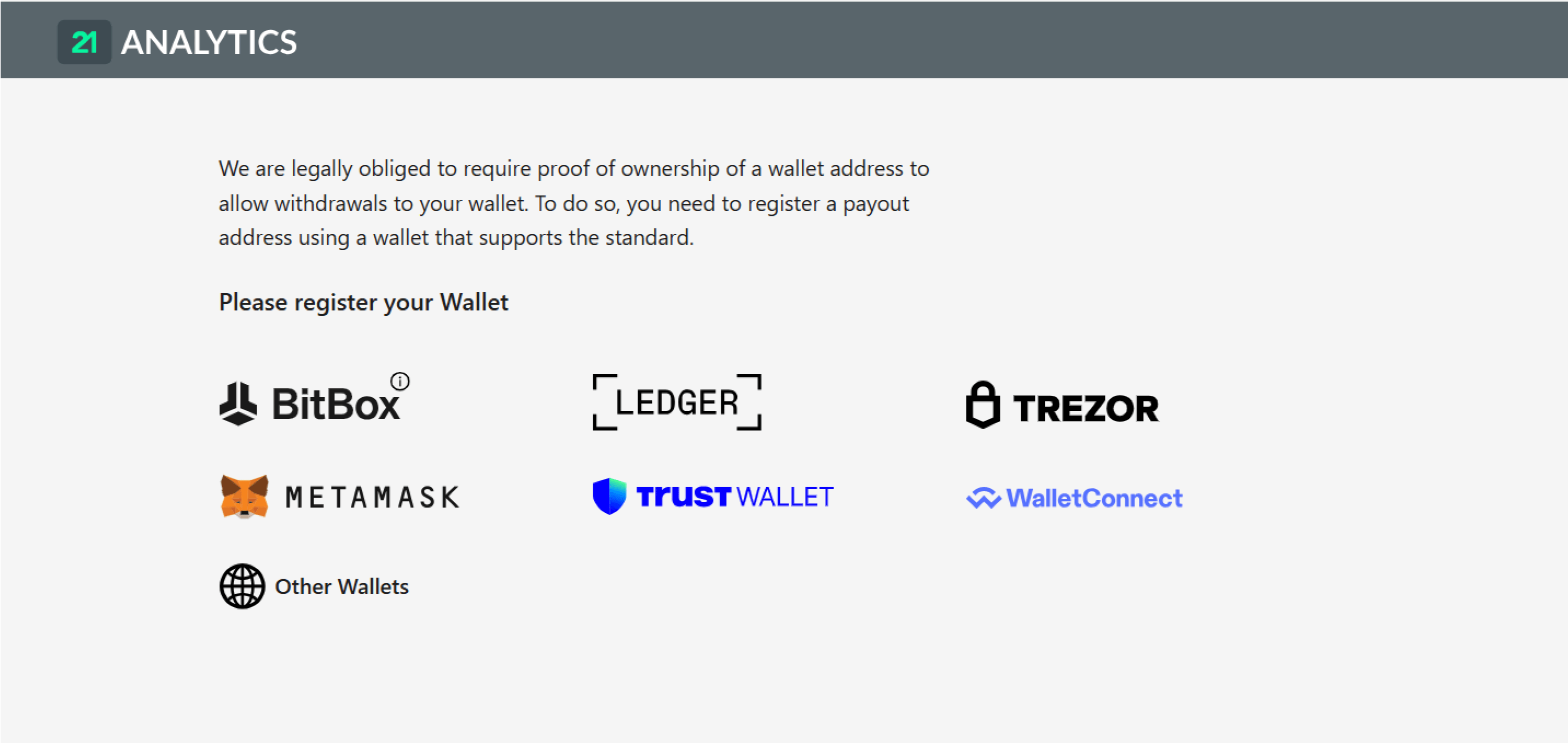 AOPP Portal with a list of available wallet logos.